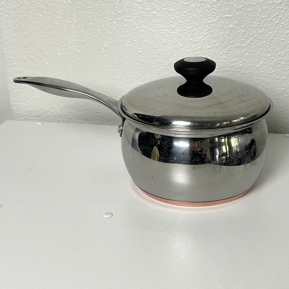 Belgique Stainless Steel Sauce Pans 1 qt & 3 qt Vented Lid Copper Bottom - Picture 13 of 16